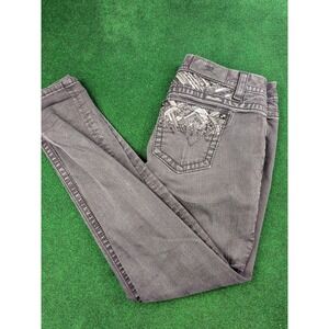 Miss Me Easy Skinny Jeans Womens 30 Faded Black Sequin Embellished Mid Rise